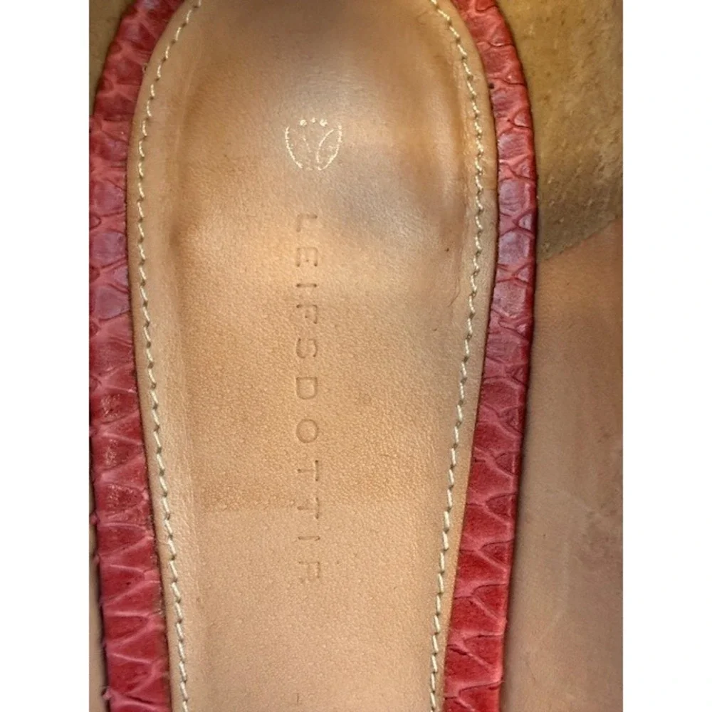 Leifsdottir Snakeskin Espadrille Wedge Sandals 38/7.5 Red Architectural Platform